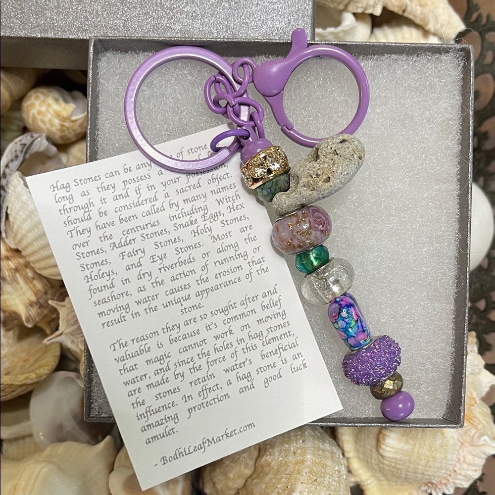 Purple Beaded Keychain Accessory